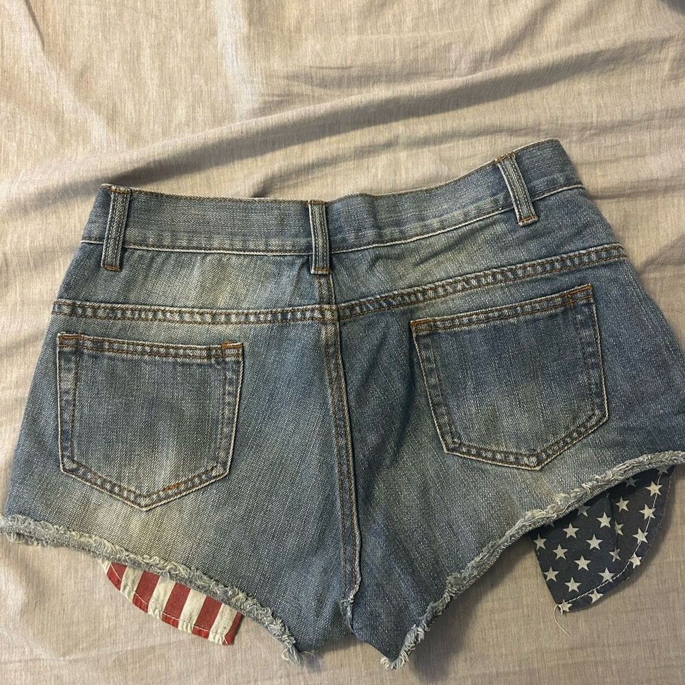 Women’s Jean shorts with red white & blue accents | Size Medium - Picture 3 of 3